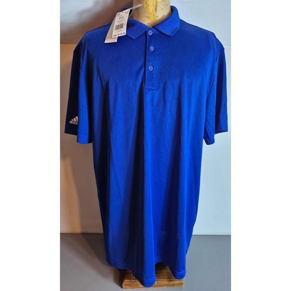 Adidas PrimeGreen Mens Polo Golf Shirt XXL 2XL Blue NEW NWT